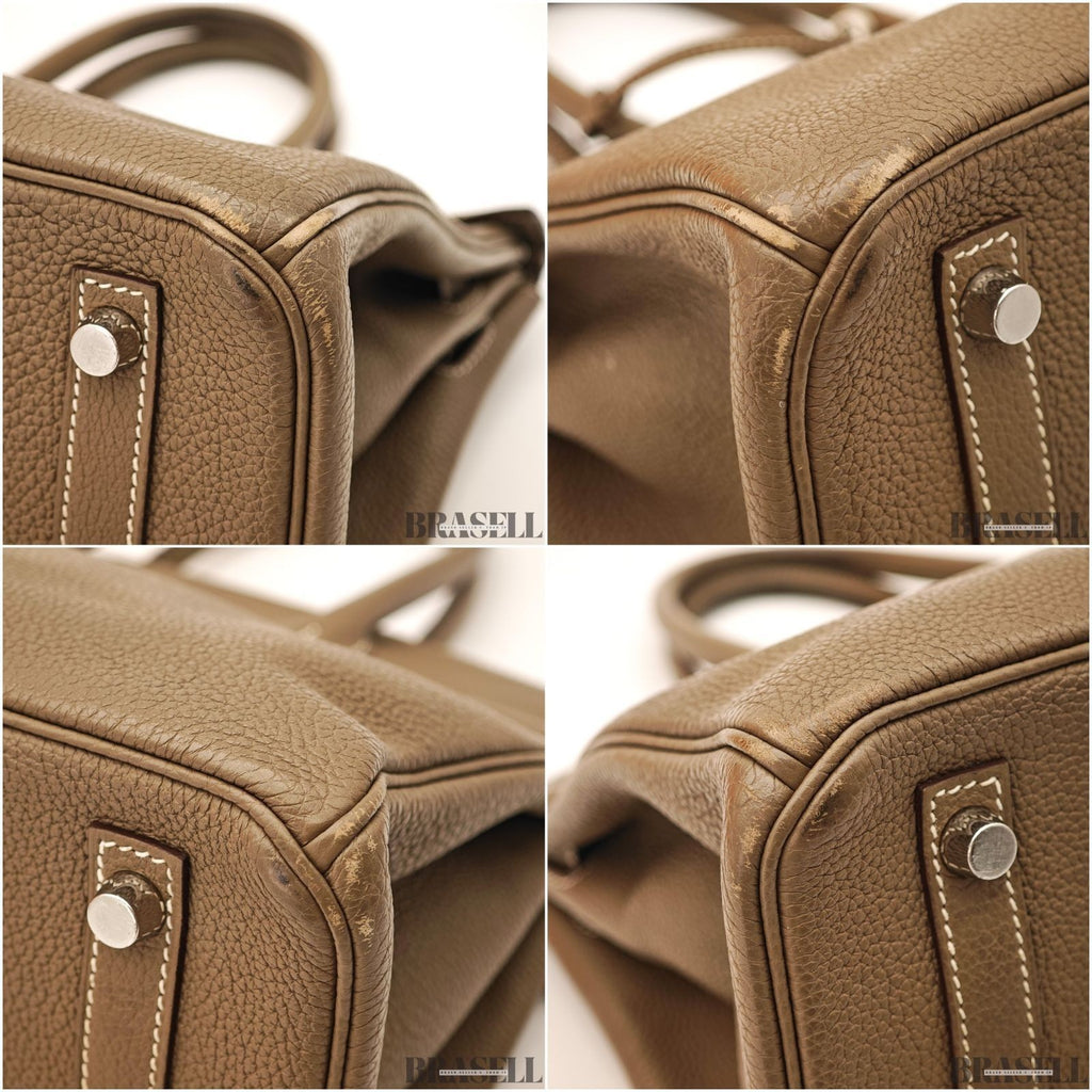 Hermes Birkin 30 Etoupe Togo Leather Tote Handbag Women Authentic Bag w/Box