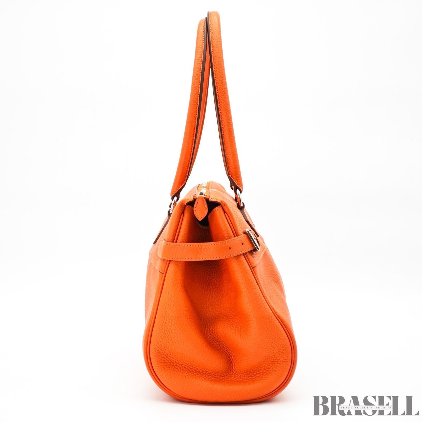 Hermes Atlas 42 Leather Bag Handbag Horizontal Orange Women's Shoulder Bag