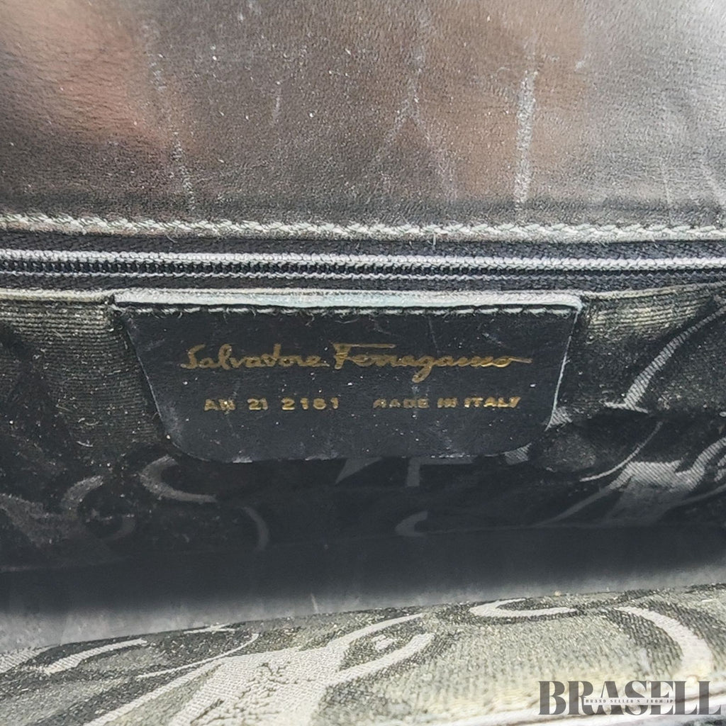Ferragamo Gancini Shoulder Bag Tote Bag Black Women's Classical