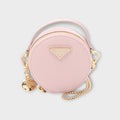 Prada Triangle Mini Pouch Shoulder Bag Saffiano Leather Pink 1NR023 【N】