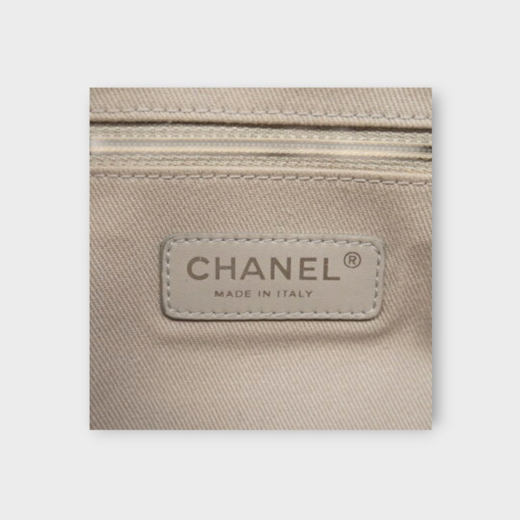CHANEL Matelassé W Flap  beige Caviar skin women's shoulder bag