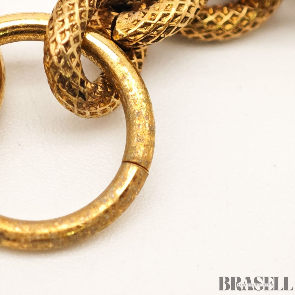 CHANEL Gripoix Long Chain Necklace Gold Red Flower Motif With Box