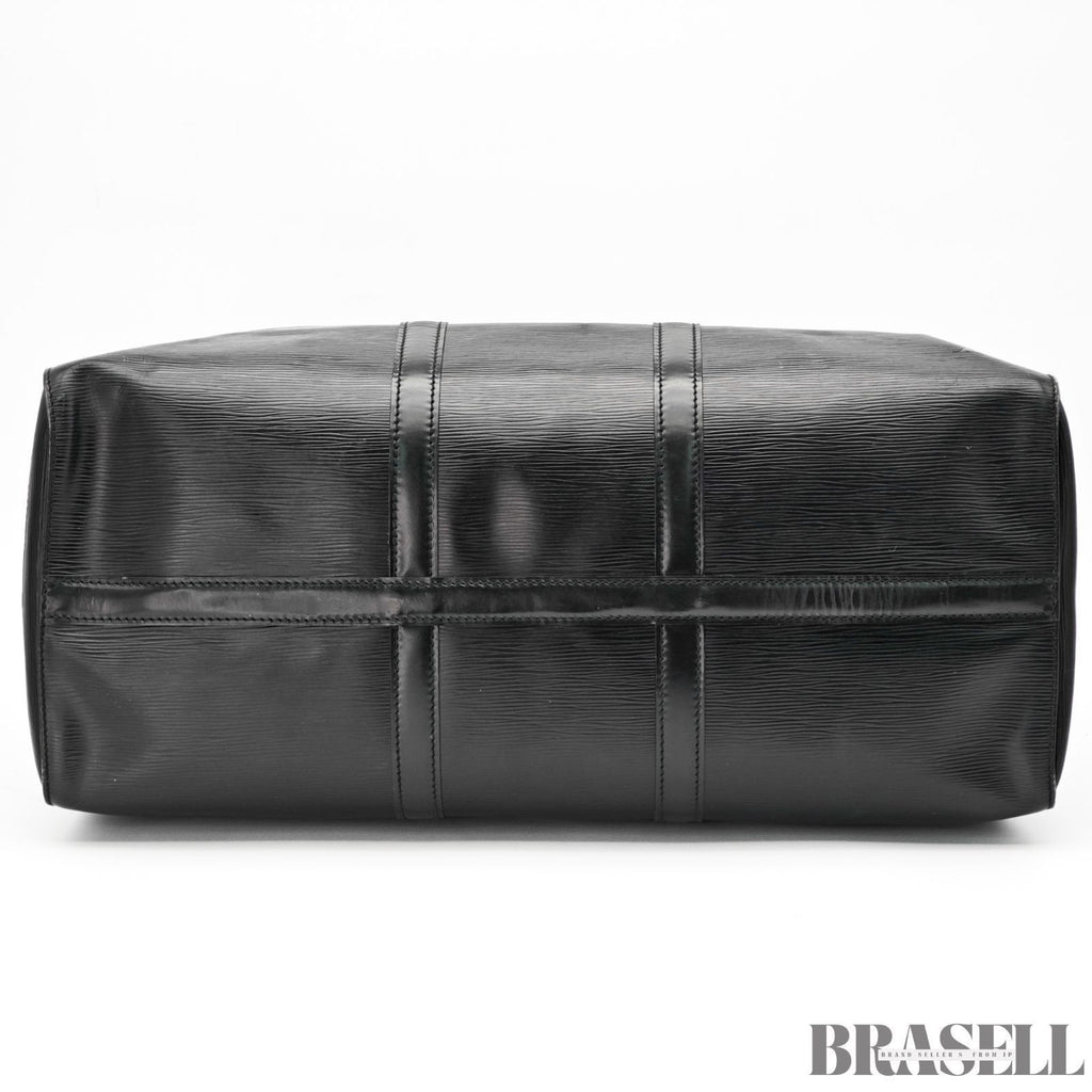Louis Vuitton Epi Leather Keepall 50 Black Embossed Logo Boston Bag Travel Large