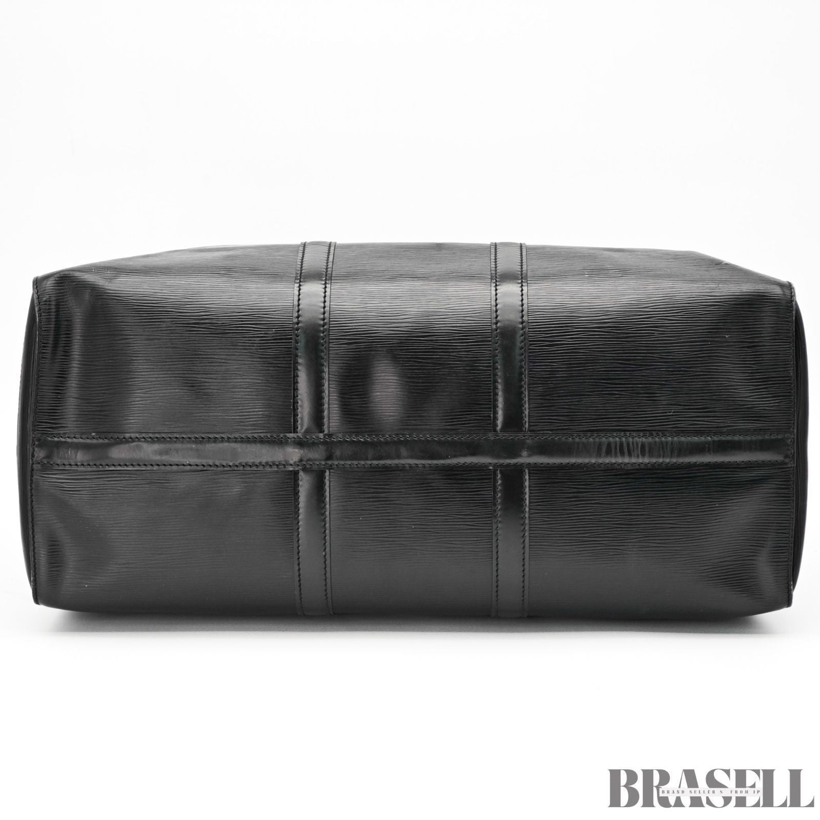 Louis Vuitton Epi Leather Keepall 50 Black Embossed Logo Boston Bag Travel Large