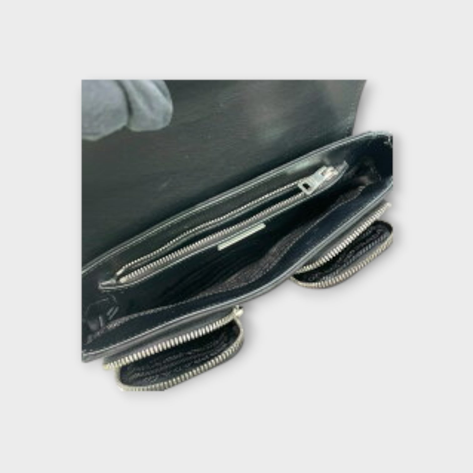 Prada Brushed Leather Shoulder Bag 1BD295 Black Patent Leather【B】