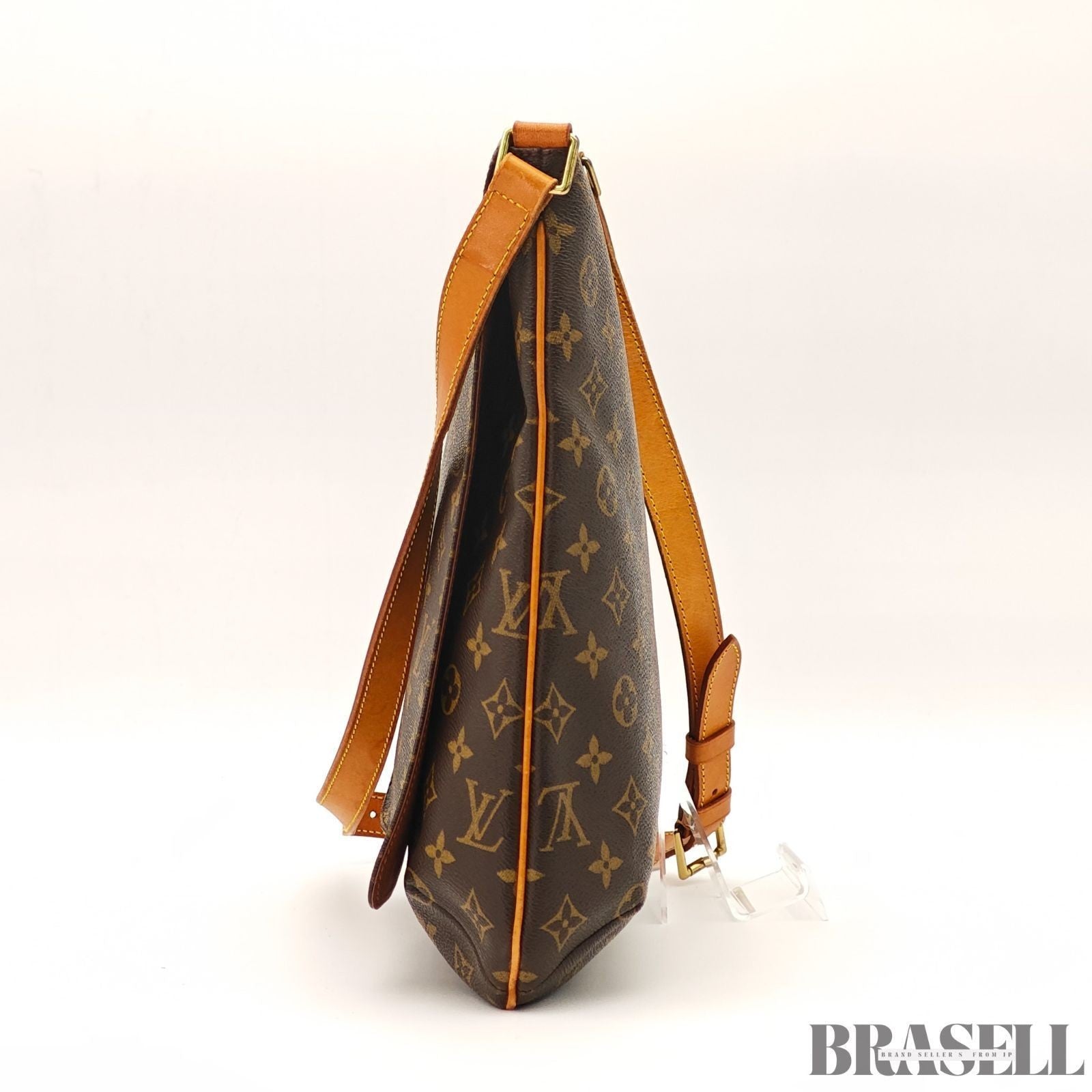 LOUIS VUITTON Musette M51256 Shoulder Bag Brown Monogram Canvas Vertical Women's