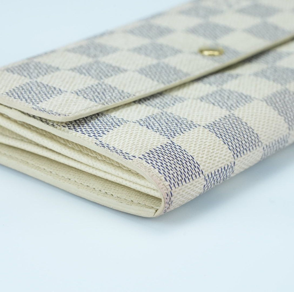 LOUIS VUITTON Damier Azur Portefeuille Sarah N61735 Long Wallet Men and Women