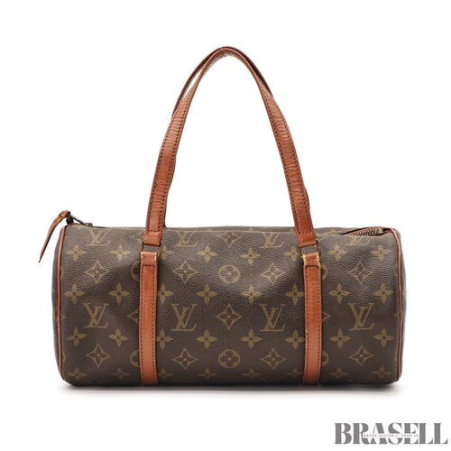 Auth Louis Vuitton Monogram Papillon GM M51365 Handbag Tote Bag Brown w/Poach