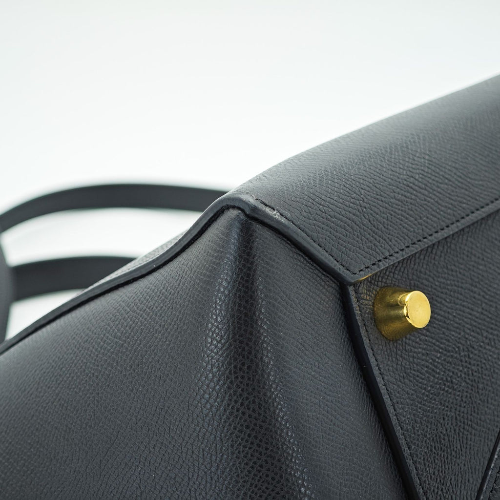 CELINE Luggage Shoulder Bag Leather 2-Way Black Women's