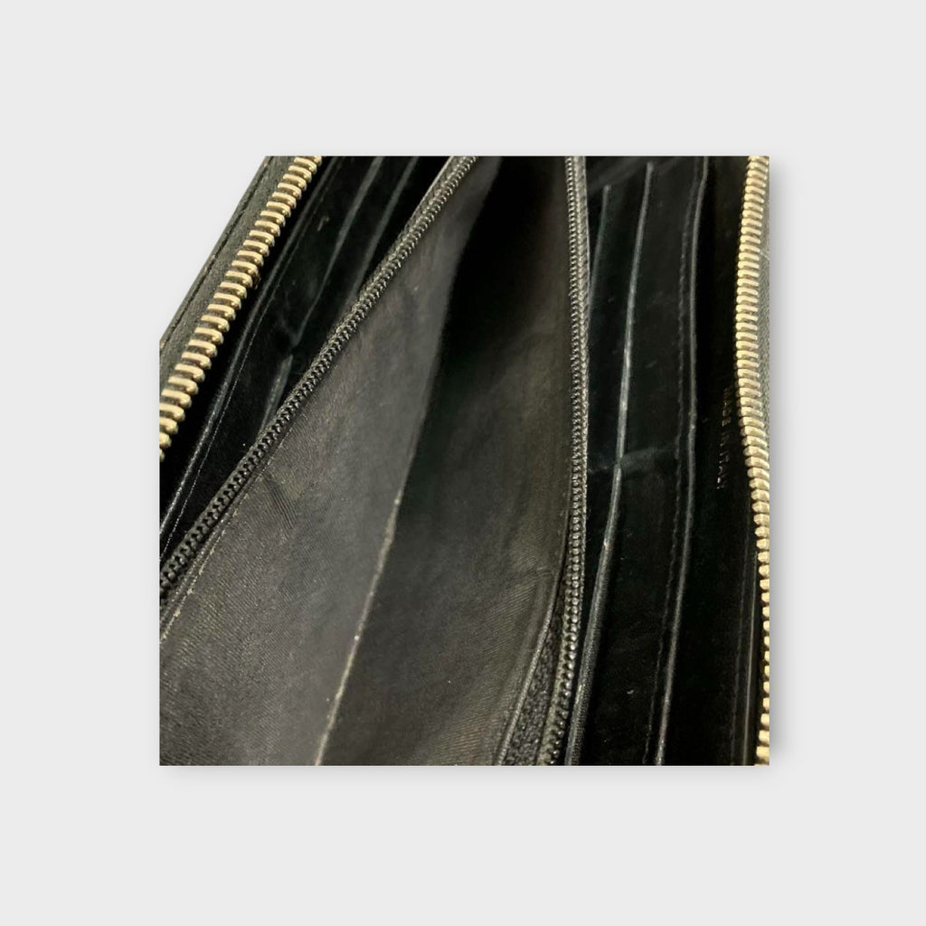 CHANEL Camellia Zippy Long Wallet with Gold Line and Coco Mark