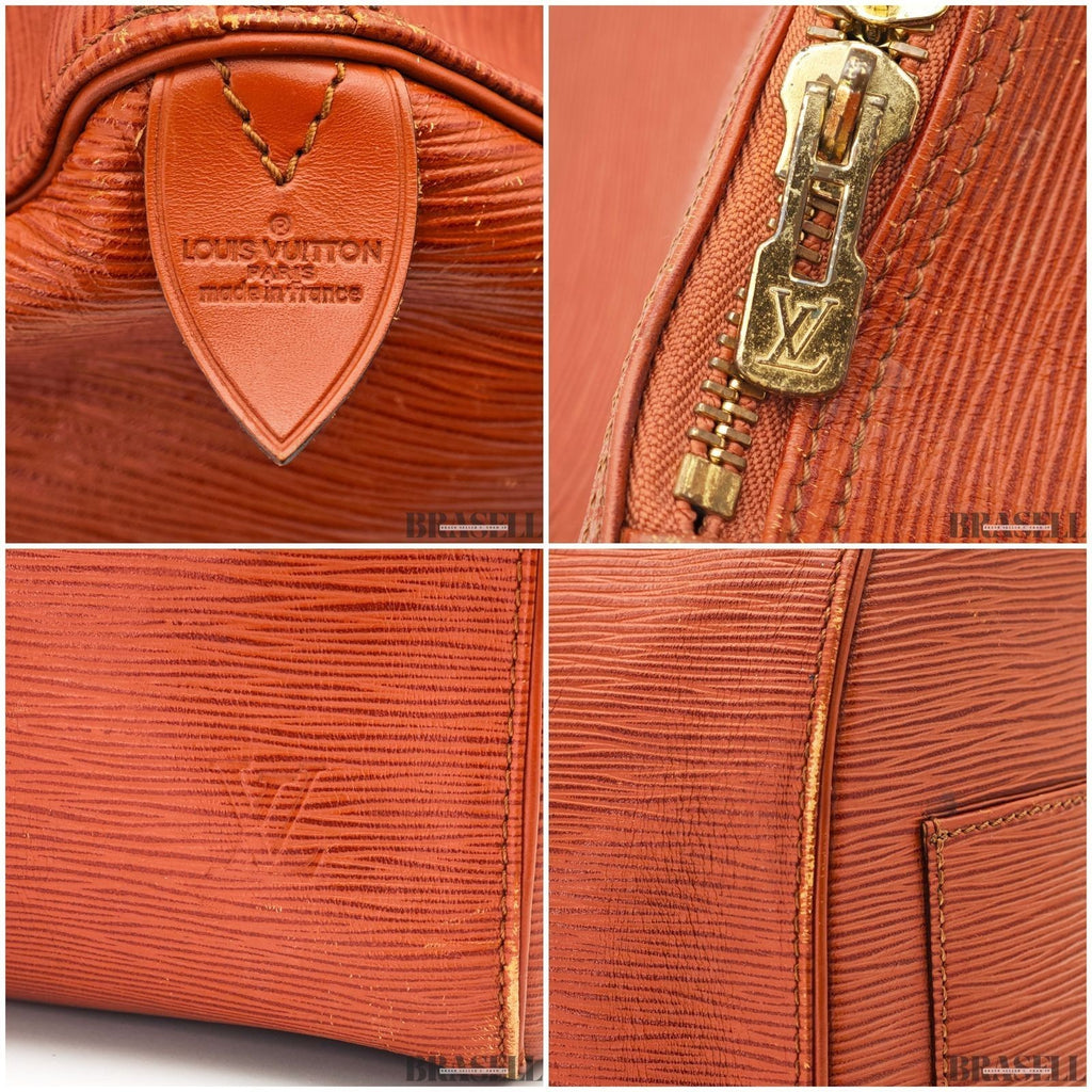 LOUIS VUITTON Epi Keepall 50 M42968 Boston Bag Zipang Gold Epi Leather Auth