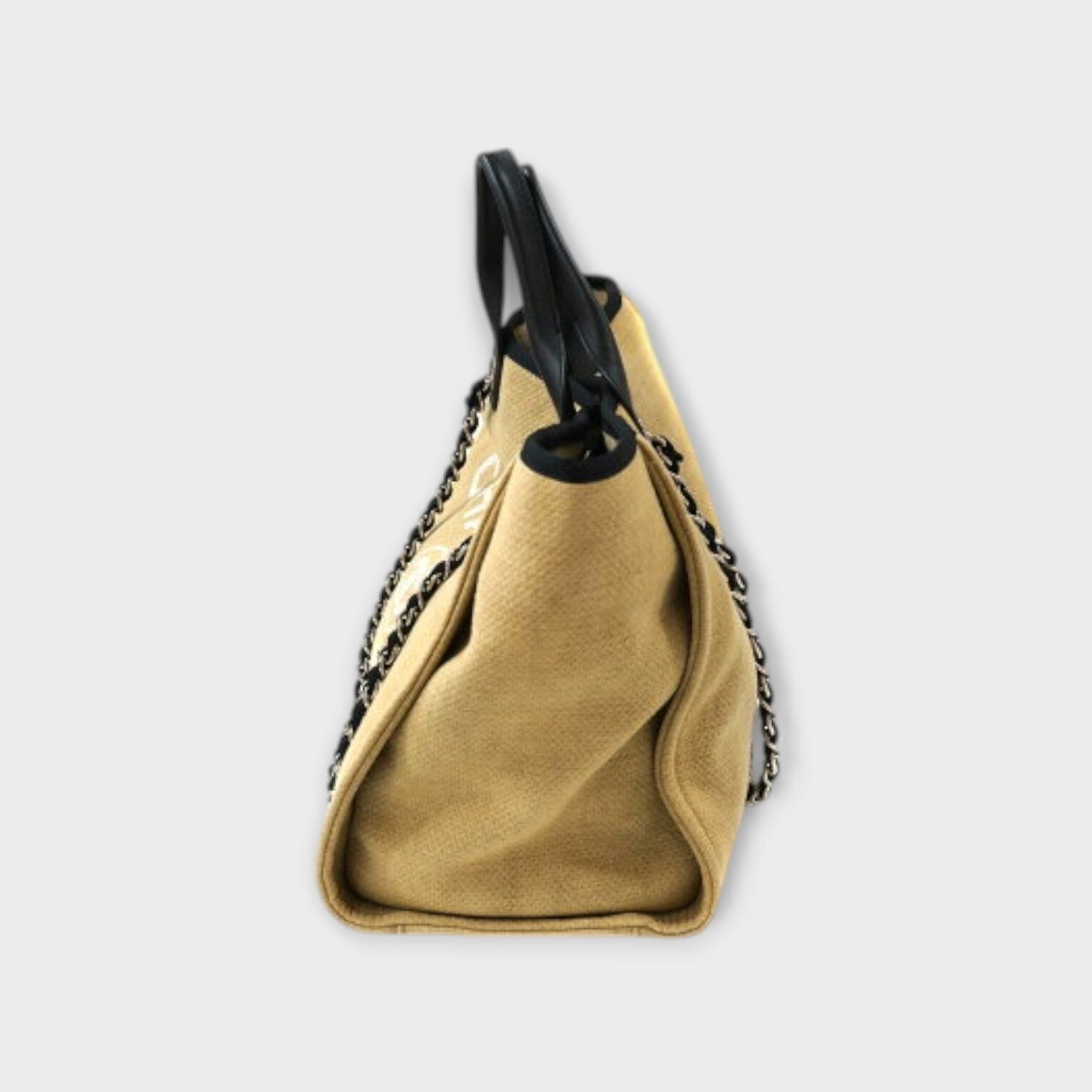 CHANEL Chanel Deauville GM Tote Chain Shoulder 2WAY Canvas Beige tote bag
