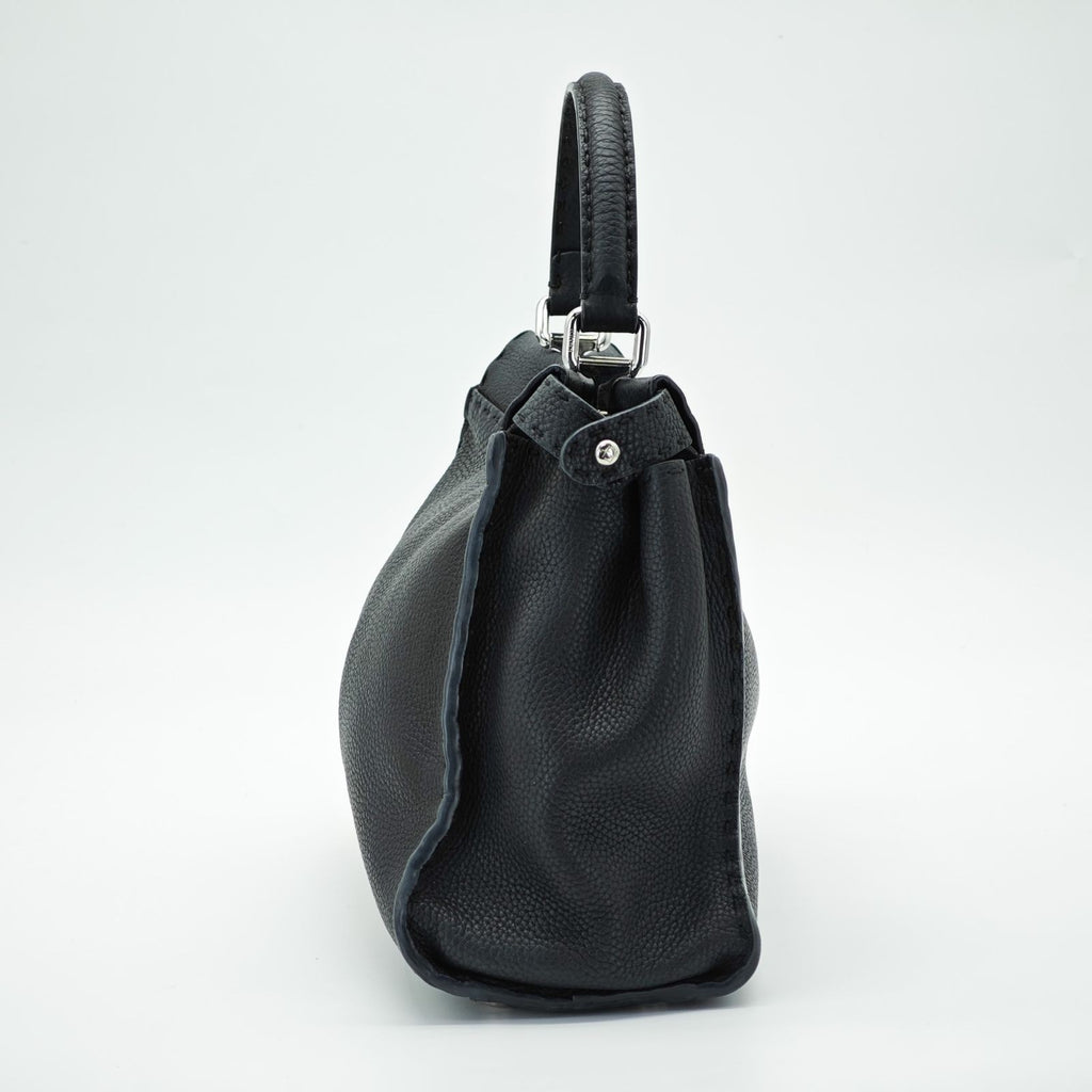 FENDI Selleria Peekaboo Handbag Tote Bag 8BN290 Leather Black
