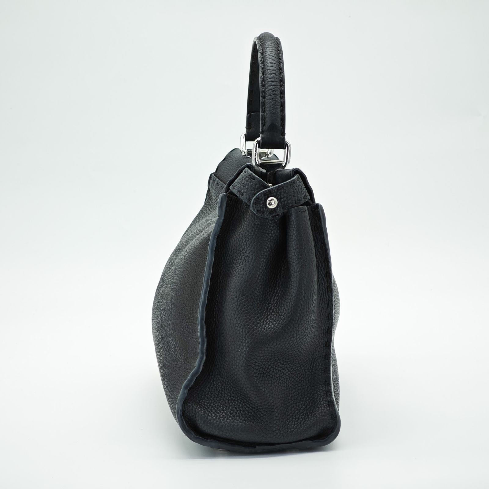 FENDI Selleria Peekaboo Handbag Tote Bag 8BN290 Leather Black