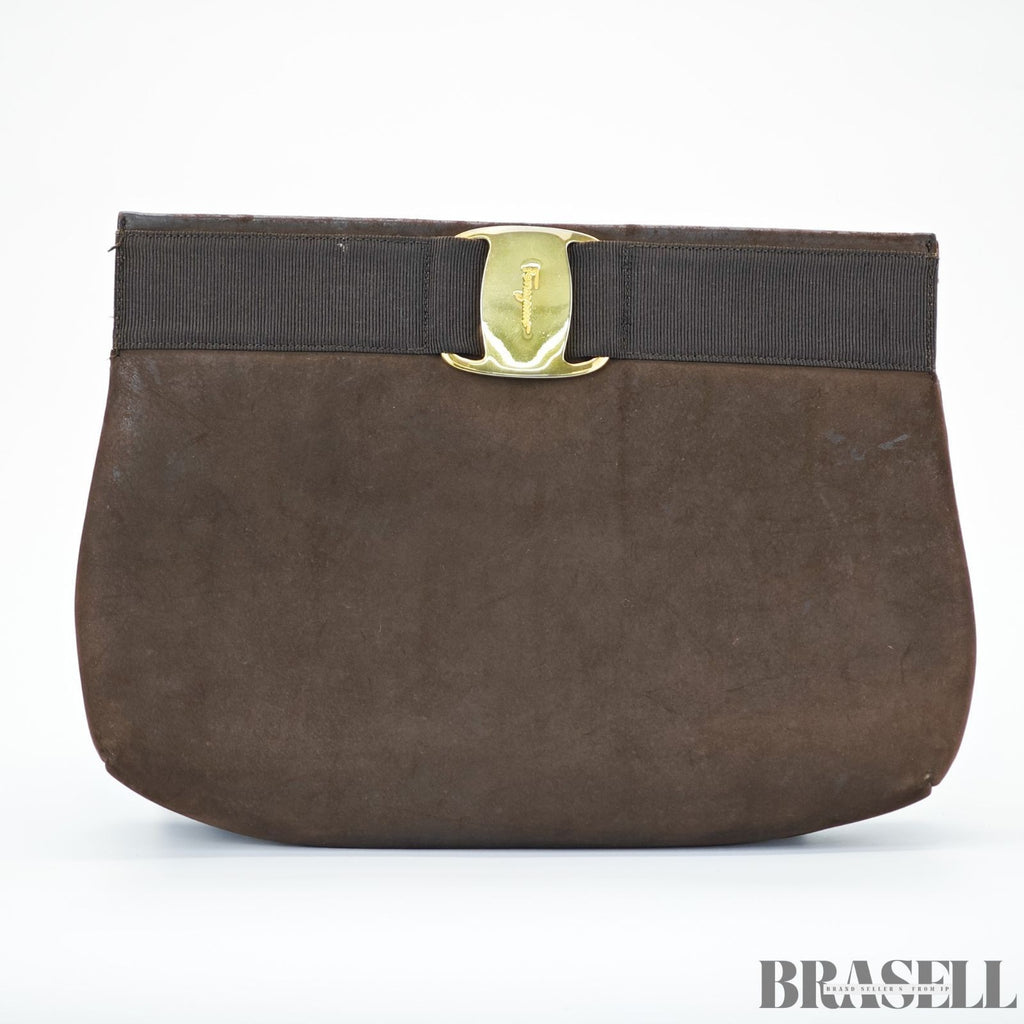 Salvatore Ferragamo Vara Bag Brown Suede Shoulder Bag