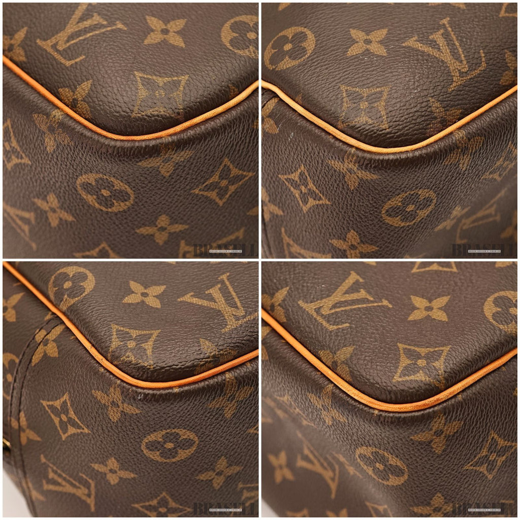 LOUIS VUITTON Deauville Hand Bag Monogram Leather Canvas Brown M47270 MB0055