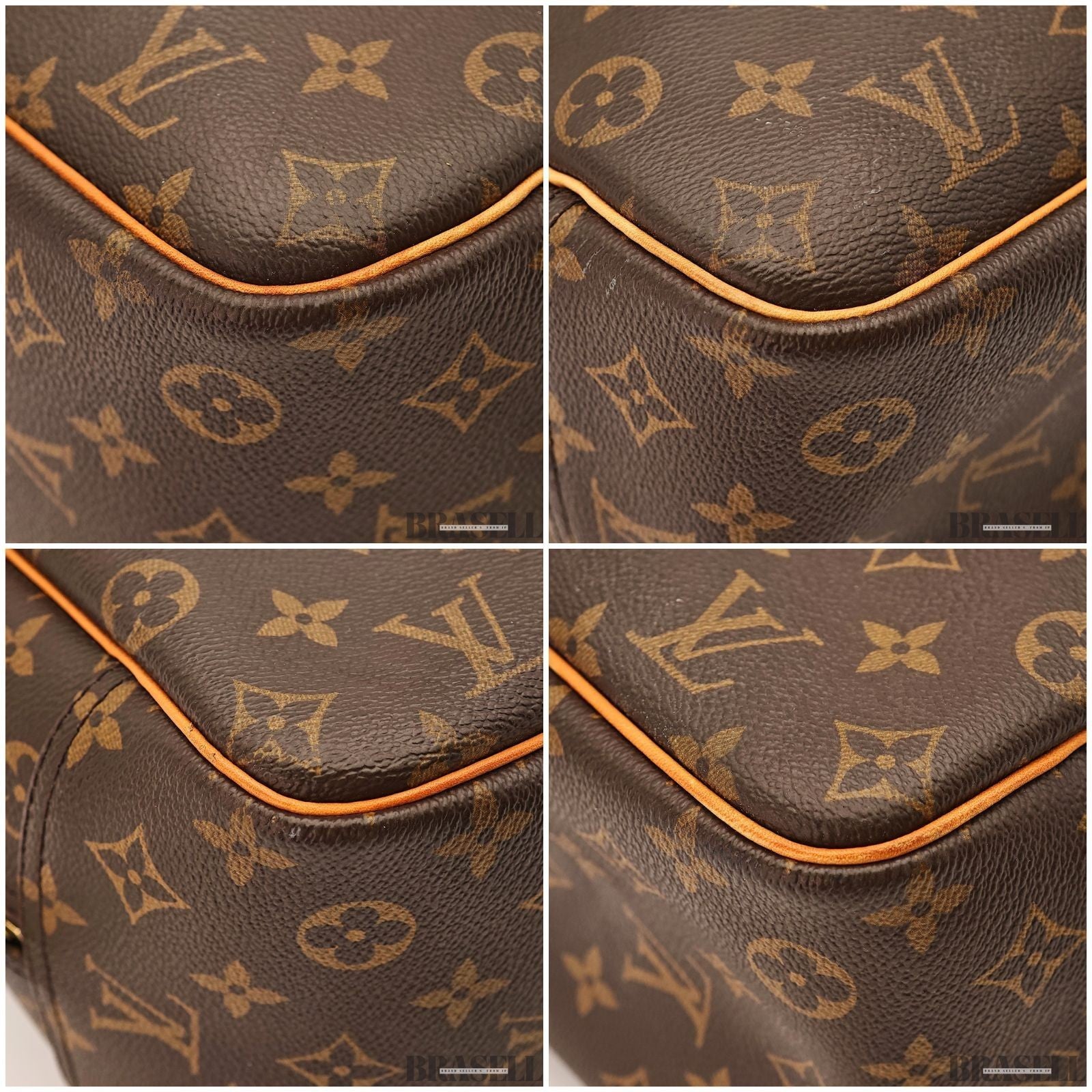 LOUIS VUITTON Deauville Hand Bag Monogram Leather Canvas Brown M47270 MB0055