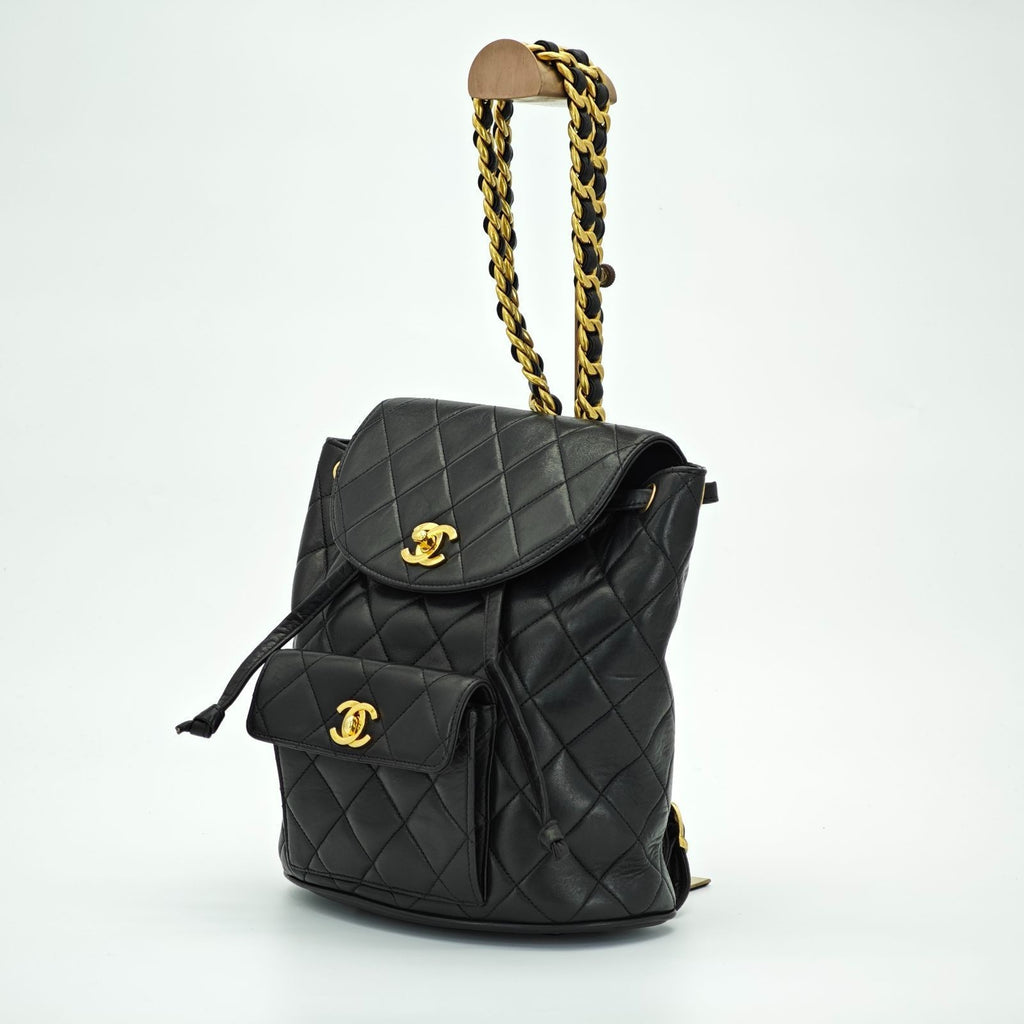 CHANEL Matelasse Bag Backpack Black Women's