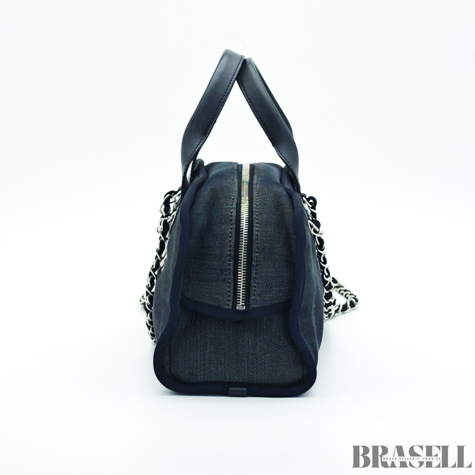 Chanel Deauville Line Bowling Bag A92749 Handbag Chain Tote Bag Denim Blue