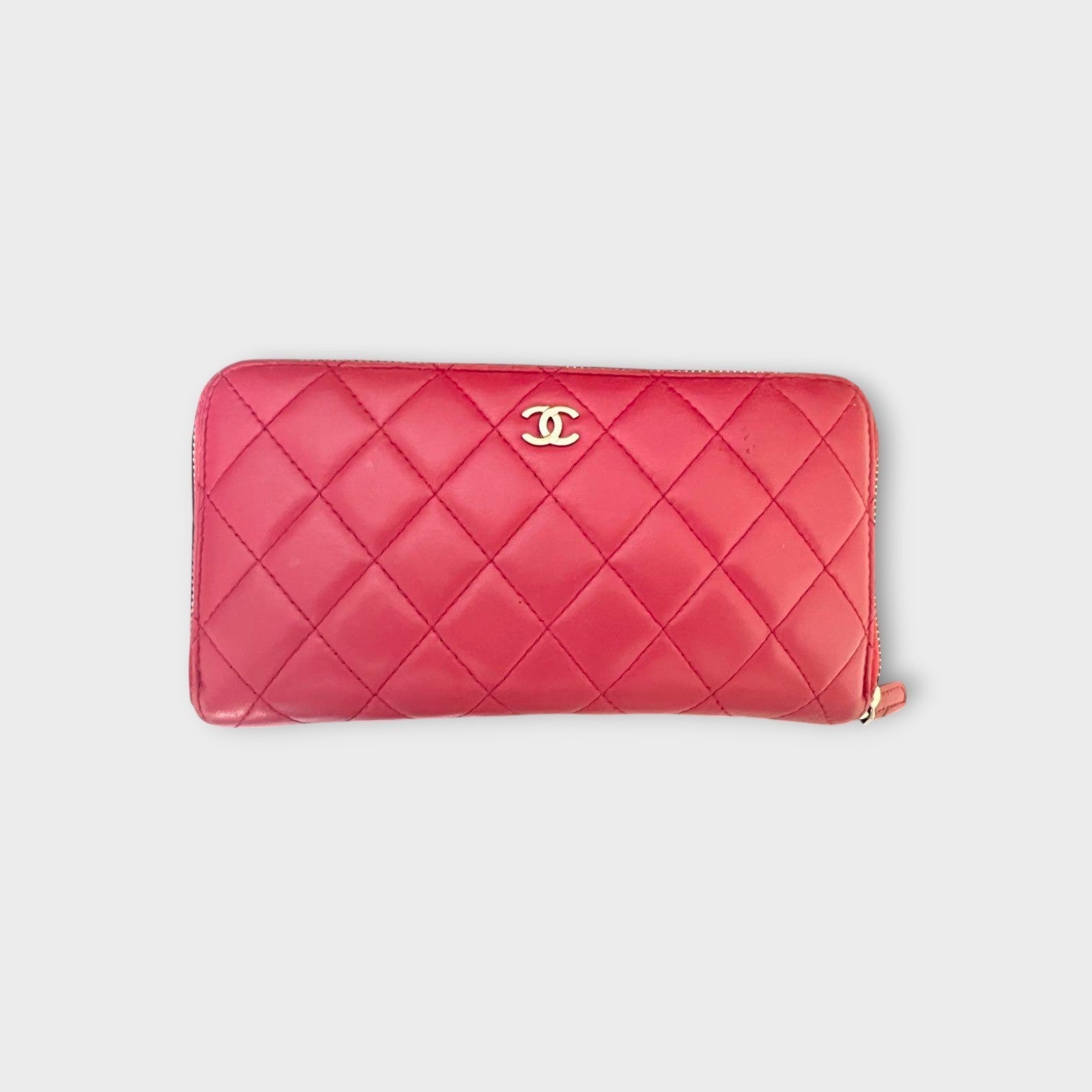 Chanel Matelassé L-Gusset Zip Around Wallet