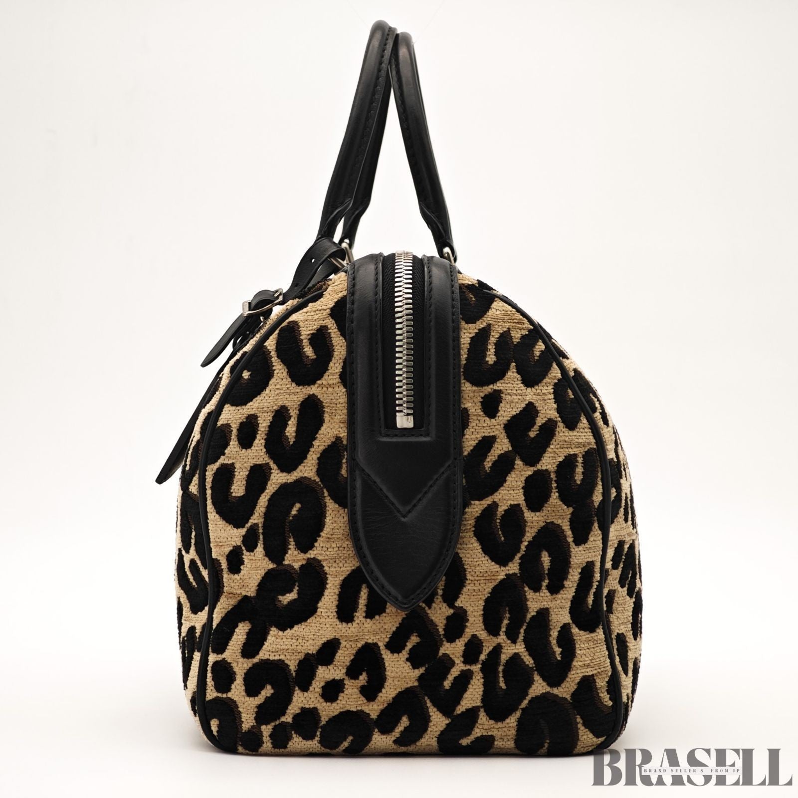 Louis Vuitton Leopard Speedy M97396 Handbag Mini Boston Bag Black Beige