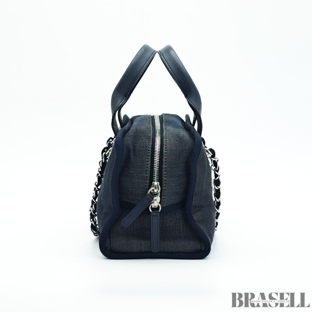 Chanel Deauville Line Bowling Bag A92749 Handbag Chain Tote Bag Denim Blue