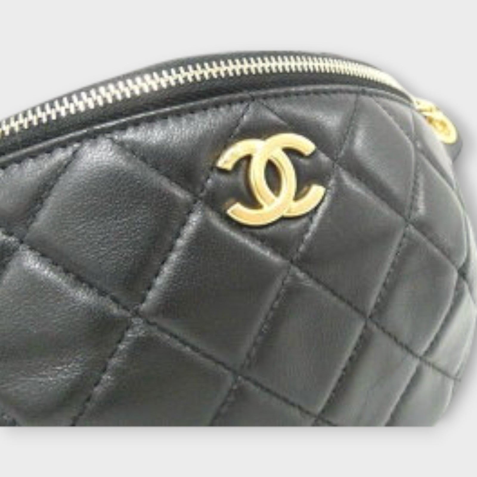 CHANEL Waist Bag Black Gold