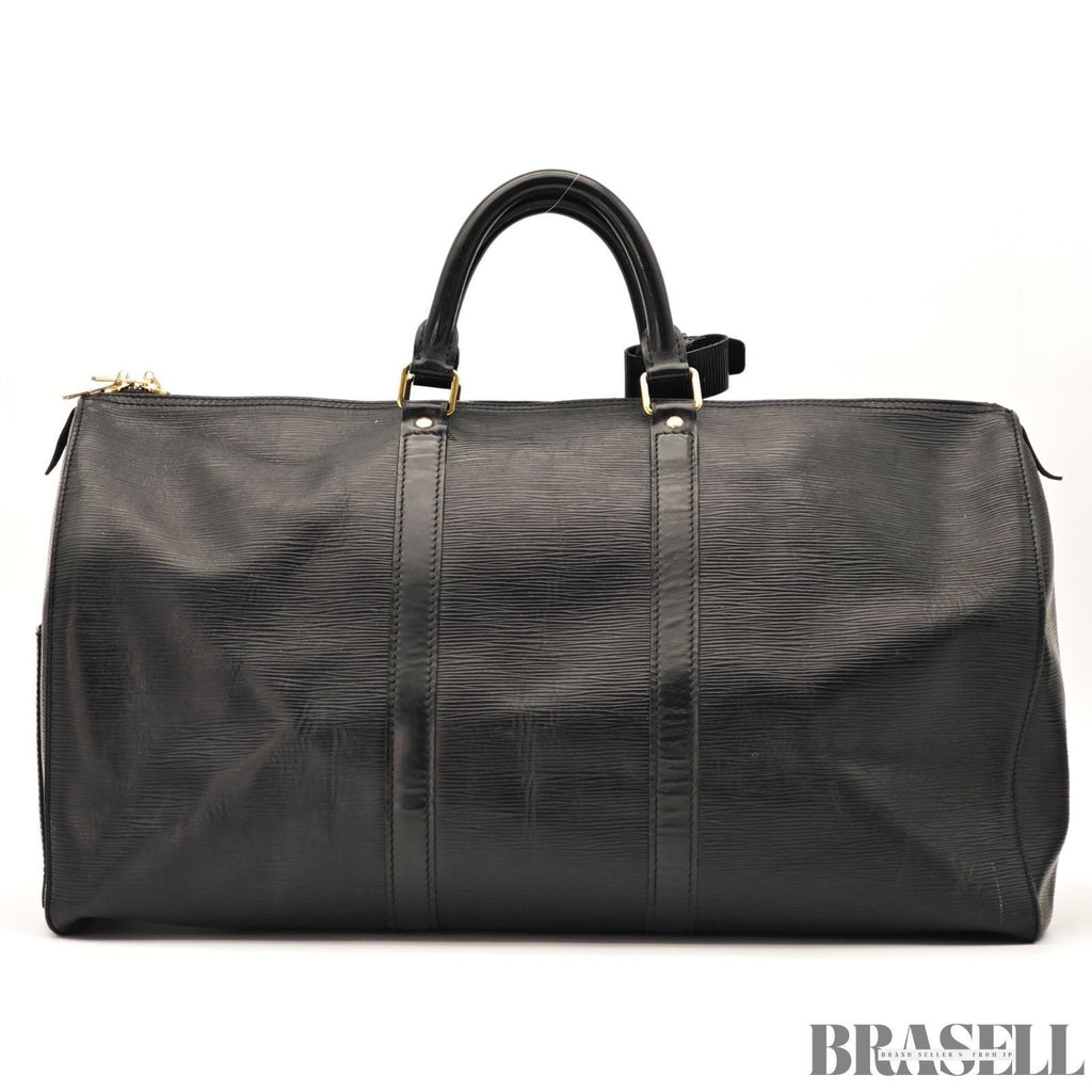 Louis Vuitton Epi Keepall 50 Black Boston Travel Bag Large Leather M42962