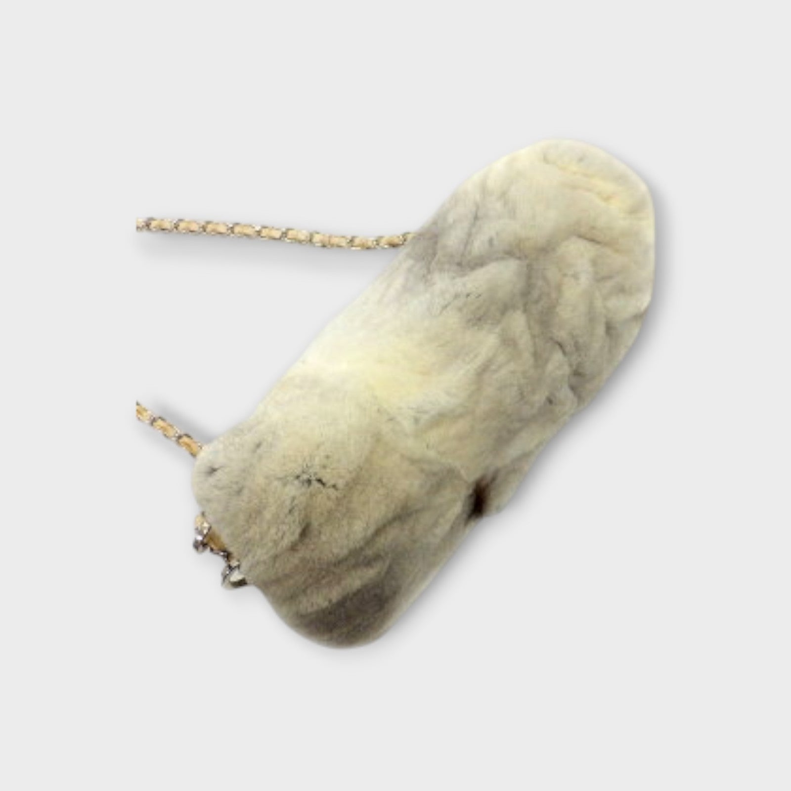 CHANEL Fur and Chain Shoulder Bag, Ivory with Silver Hardware 2007