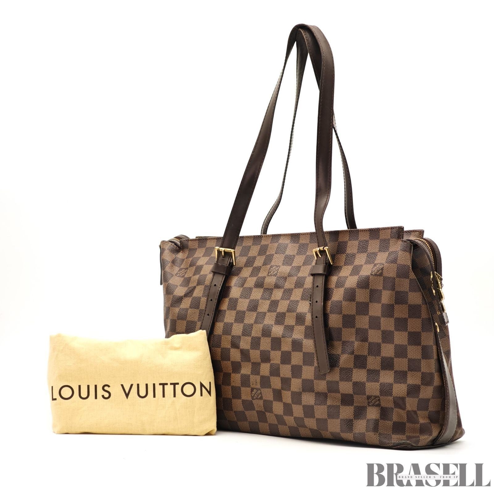 LOUIS VUITTON Chelsea Shoulder Tote Bag Damier Leather Brown N51119 TH0065