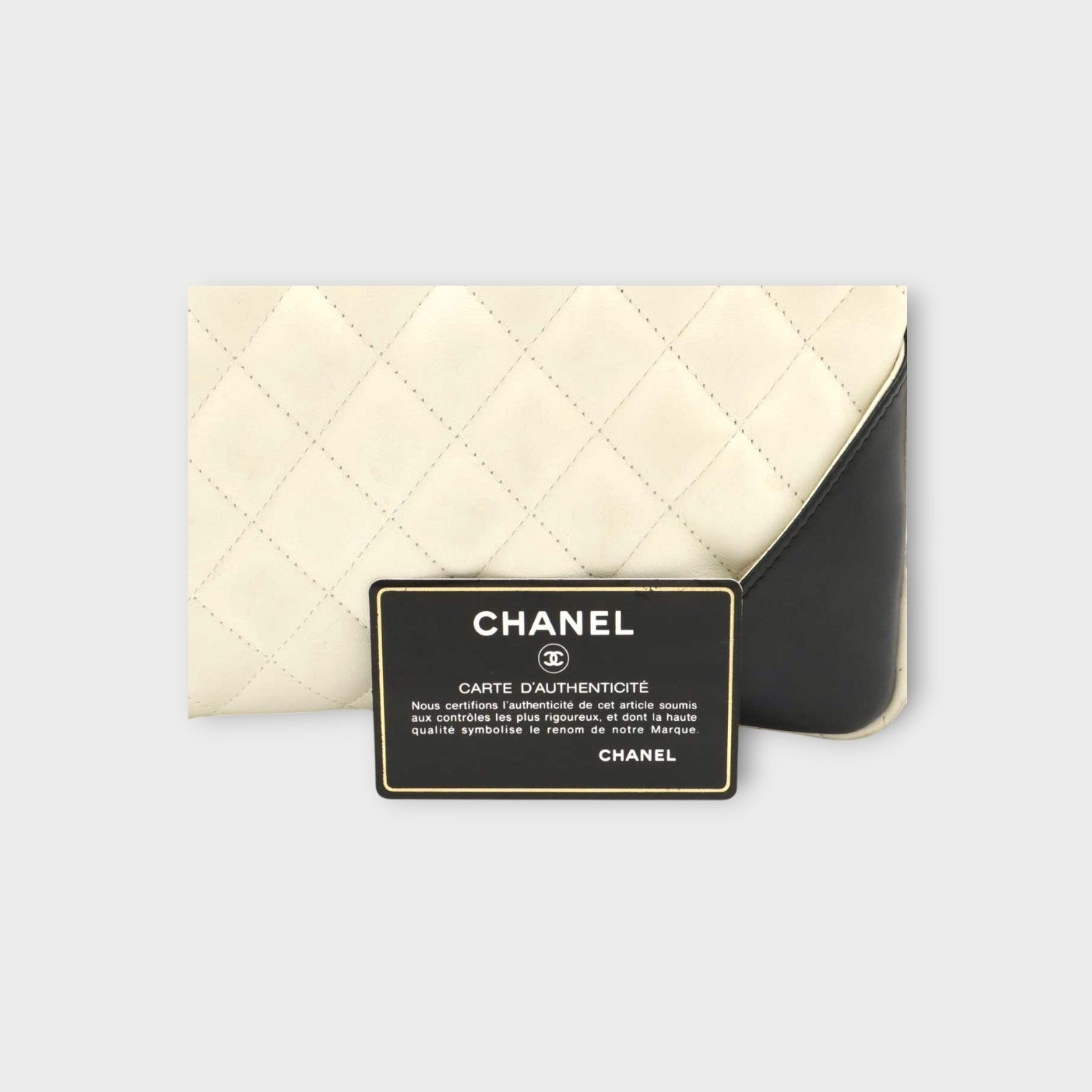 CHANEL Cambon Line Bowling Tote Bag Soft Calf White Black A25171 【B】