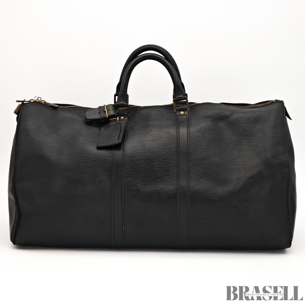 Louis Vuitton Epi Keepall 55 Boston Bag M59152 Black Large Travel Unisex
