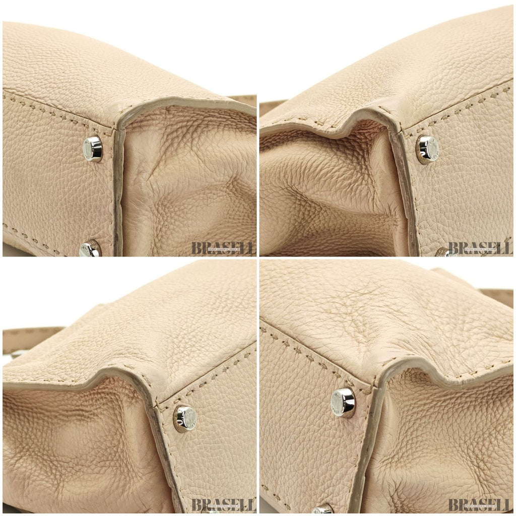 Fendi Regular Peekaboo Selleria 8BN226 Handbag Shoulder Bag 2Way Beige