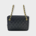 CHANEL Matelassé Fringe Chain Shoulder Bag Lambskin Black Gold Hardware 【B】