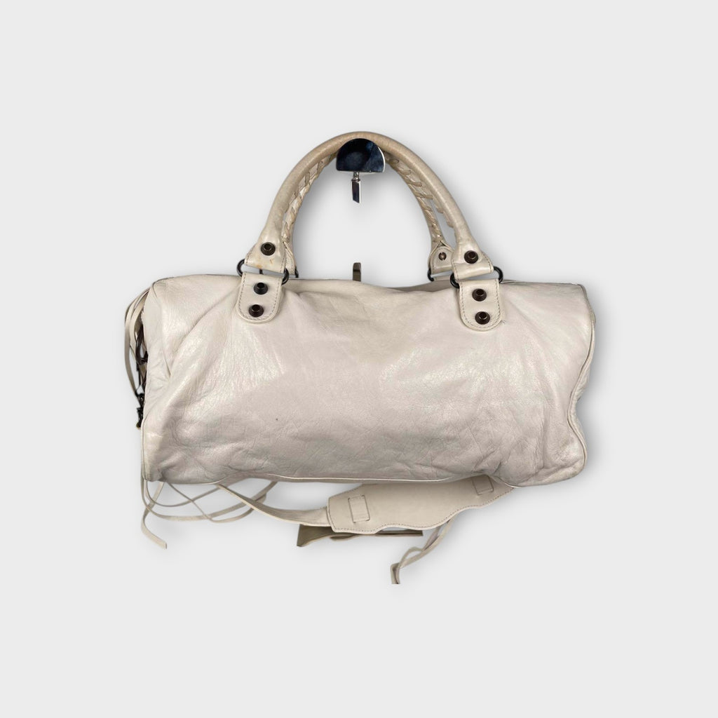 Balenciaga 2Way Handbag Shoulder Bag White Leather Zip 【B】