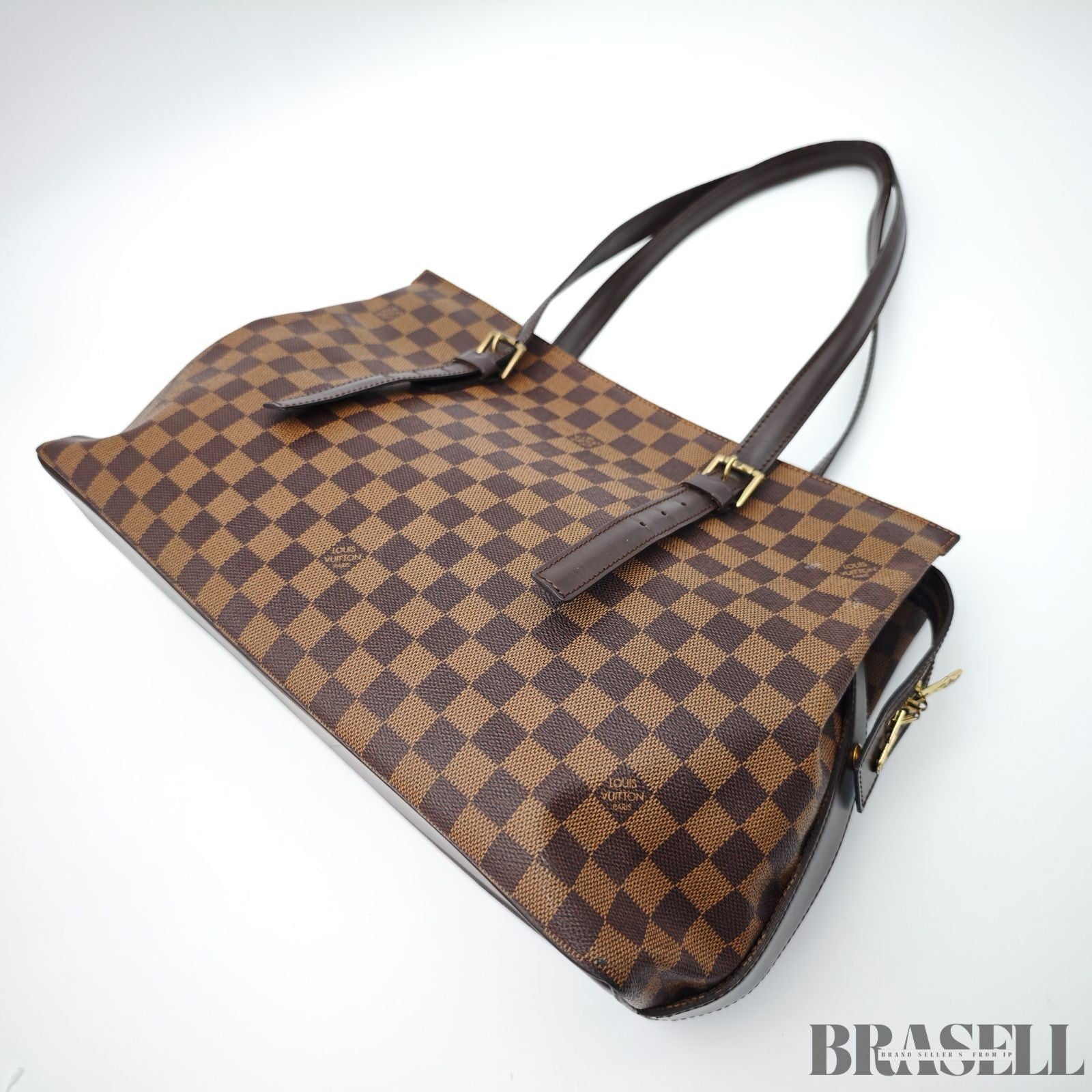 LOUIS VUITTON Chelsea Shoulder Tote Bag Damier Leather Canvas Brown N51119