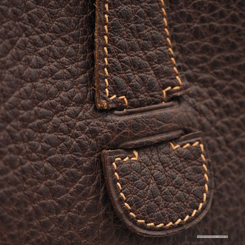 HERMES Evelyn 2 GM Punching H logo Shoulder Bag Brown w/Box Dust Bag Strap