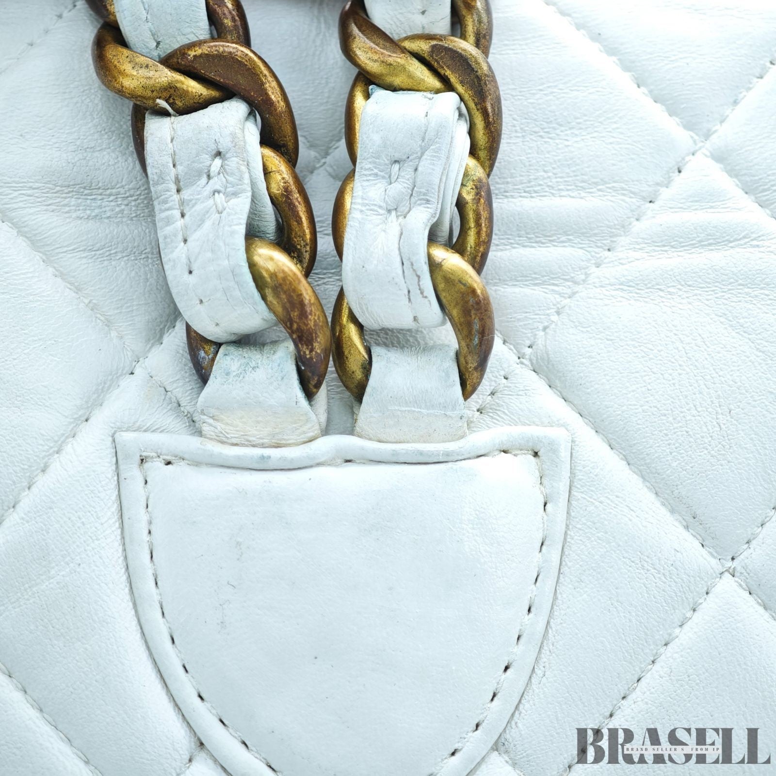 Chanel Matelassé Chain Backpack White Rucksack Bag Women Gold Hardware
