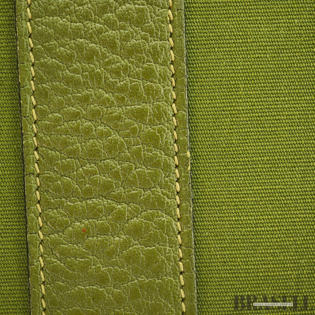 HERMES Garden Party MM Green Cobalt Canvas Leather Tote Bag Women’s