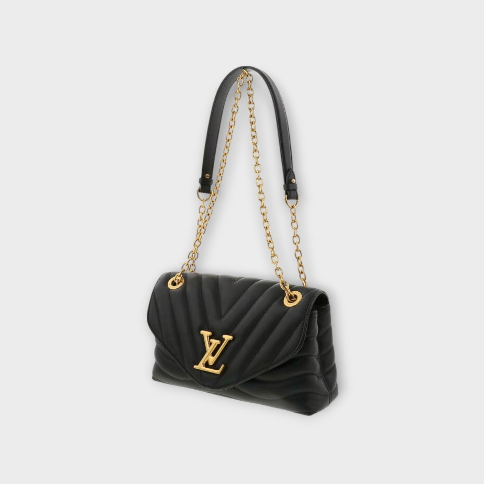 LOUIS VUITTON Monogram Black New Wave Chain Bag MM