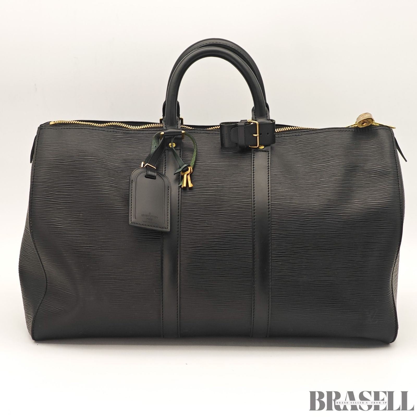 Louis Vuitton Epi Keepall 50 M42962 Boston Bag Travel Black Unisex w/Padlock Key