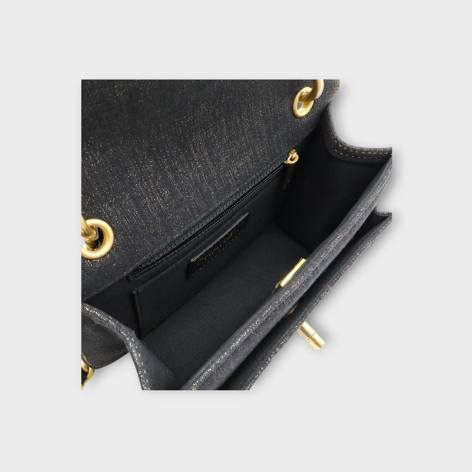CHANEL Matelassé Coco Mark Chain 2-Way Handbag Denim & Leather Navy Blue AS4051