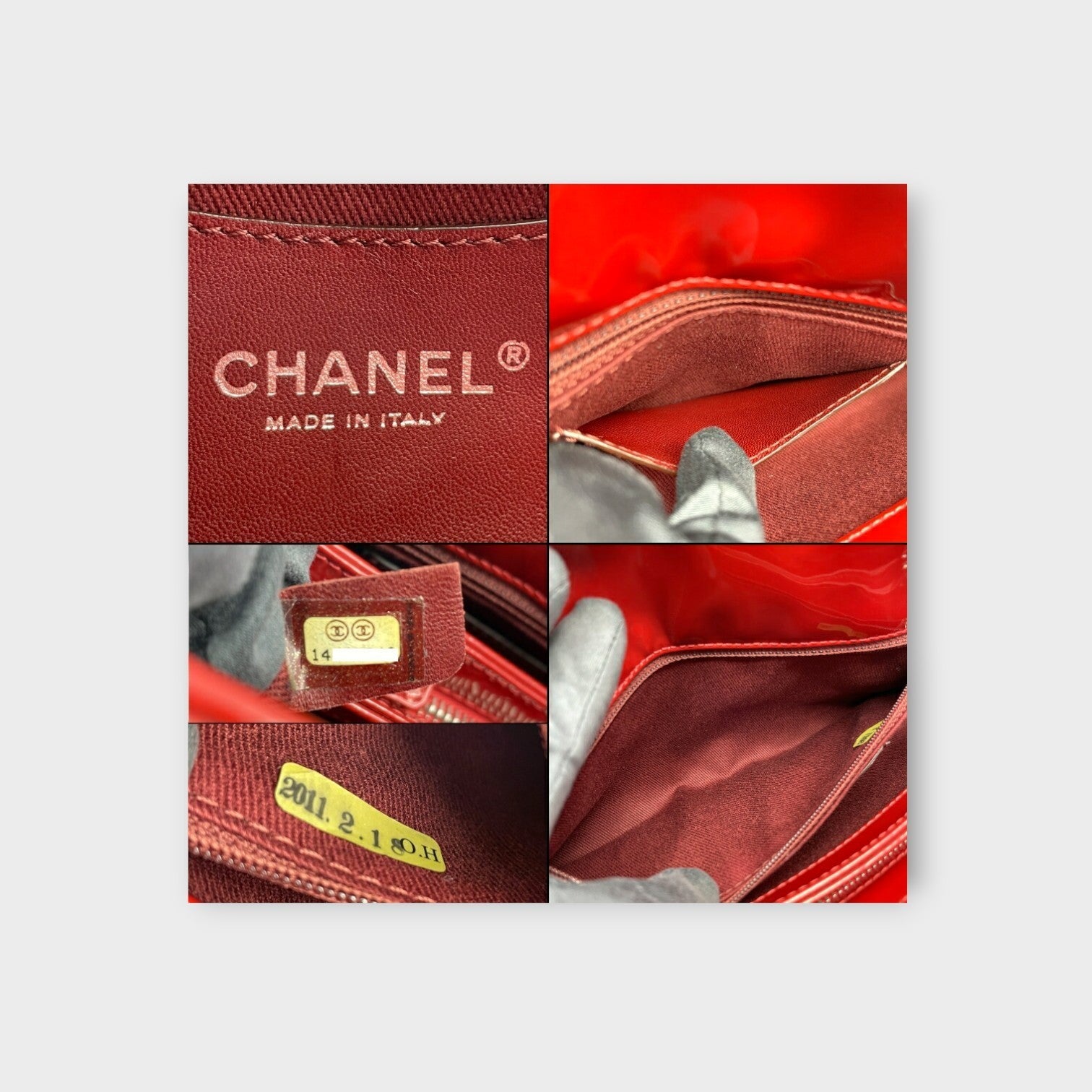 CHANEL Mademoiselle Chain Shoulder Bag Matelassé Coco Mark Red Leather 【B】