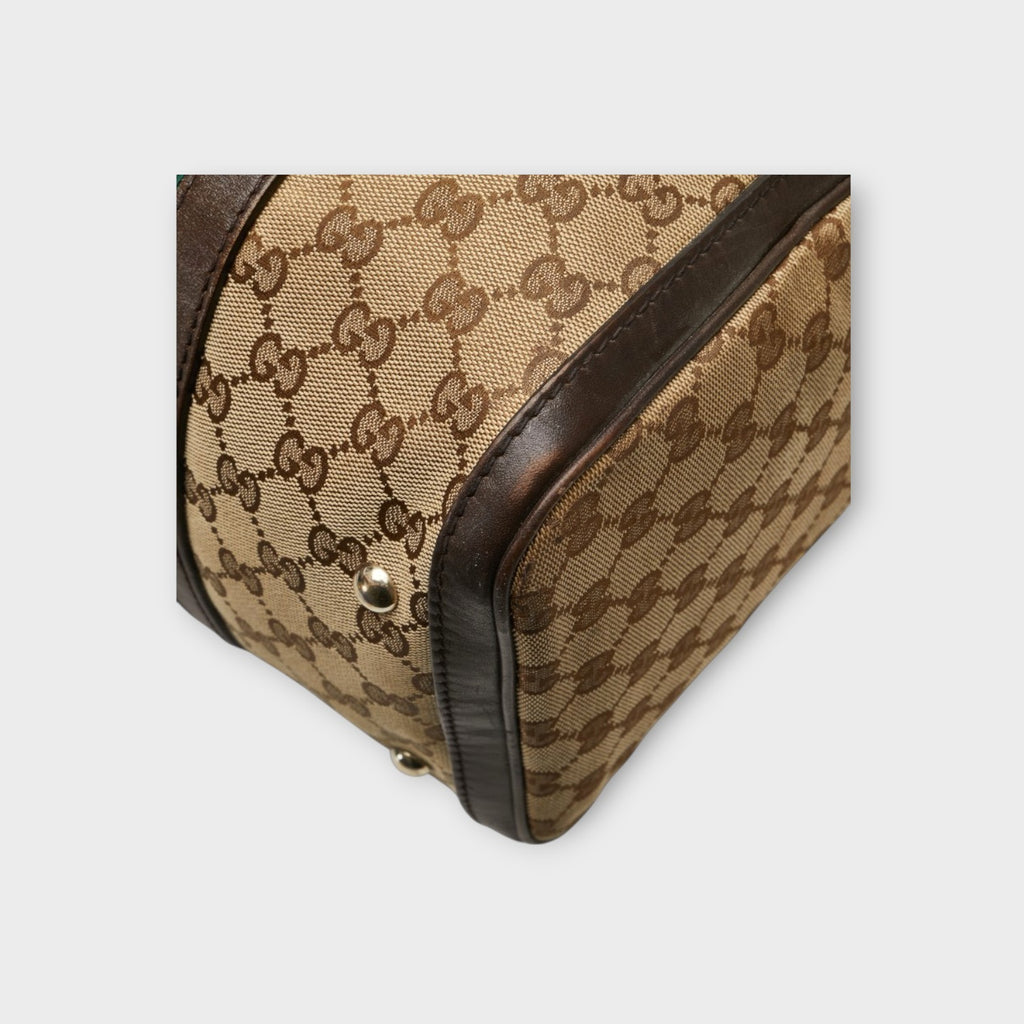 GUCCI GG Canvas Web Line Mini Boston Bag Shoulder Bag 2WAY 247205 Beige 【B】