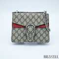 GUCCI Dionysus Mini Chain 421970 GG Supreme Suede Beige/Red