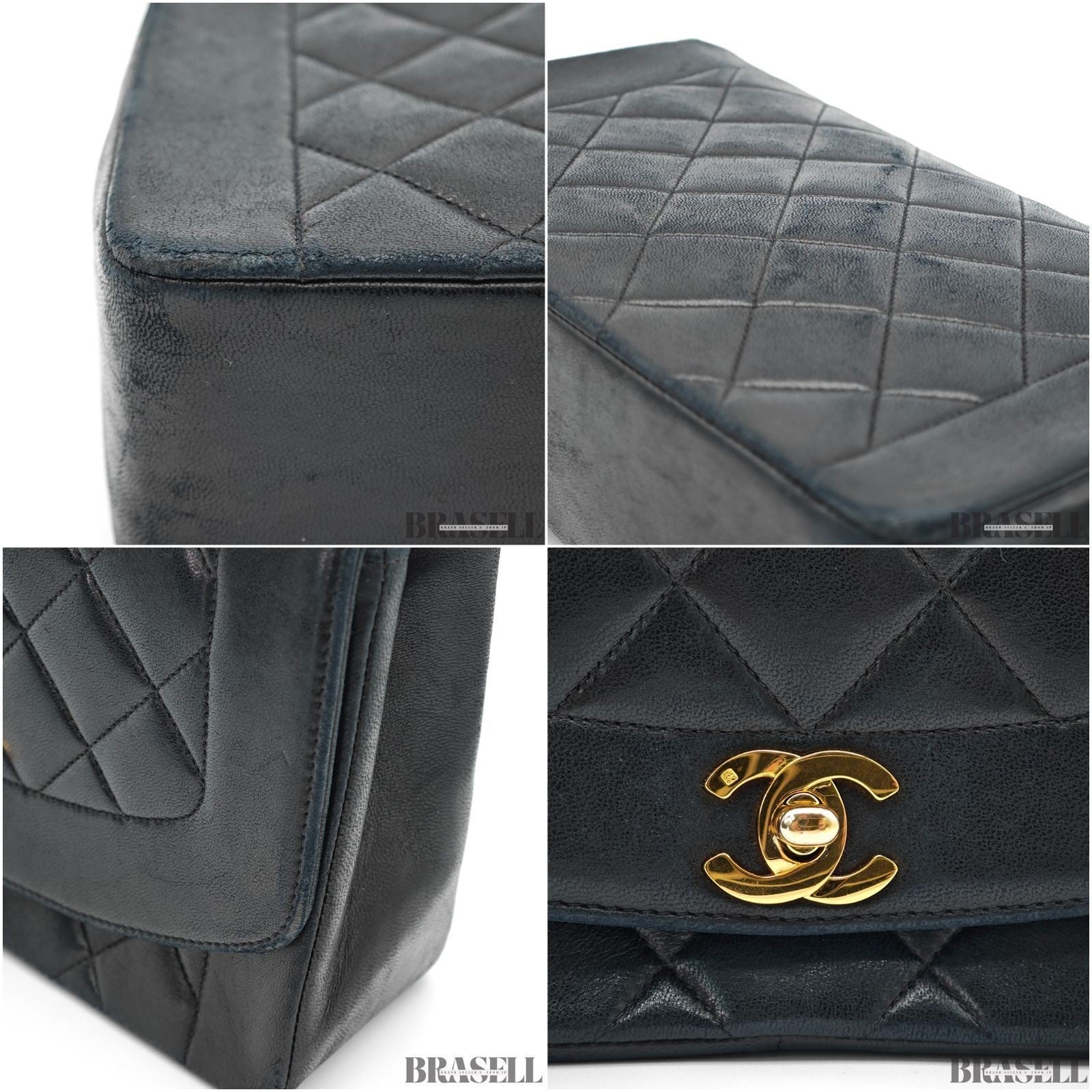 CHANEL Diana 25 Lambskin Flap Bag Black Quilted Shoulder Bag Women's