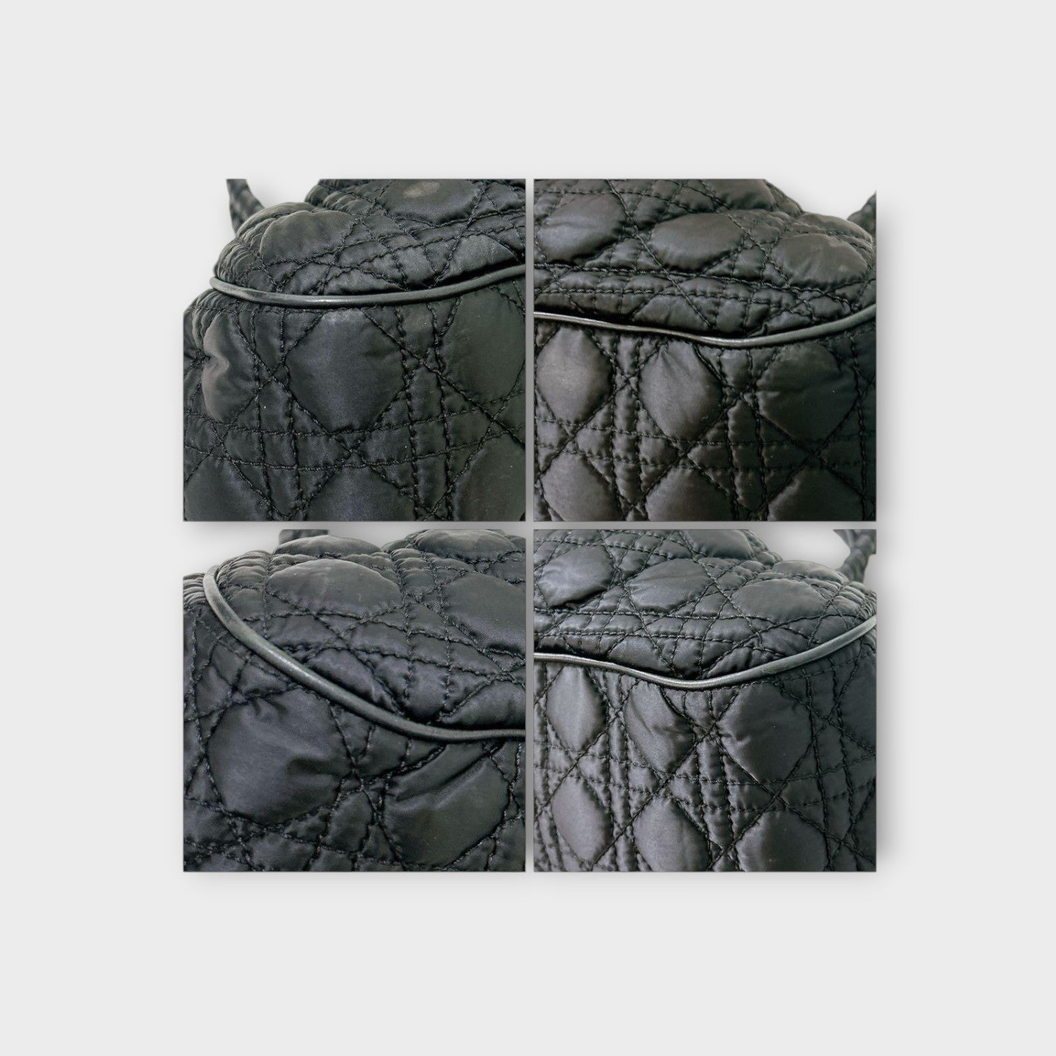 Christian Dior Handbag Tote Bag Leather Nylon Black Silver Hardware 【B】