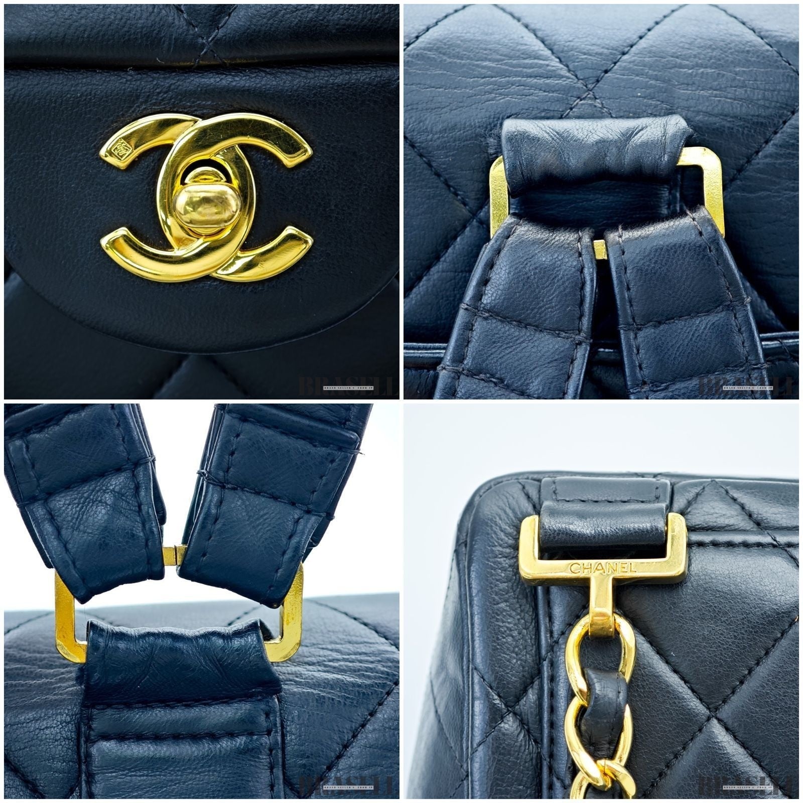 Chanel Matelassé Vintage Square Backpack 4B000272 Bag Flap Black Ladies