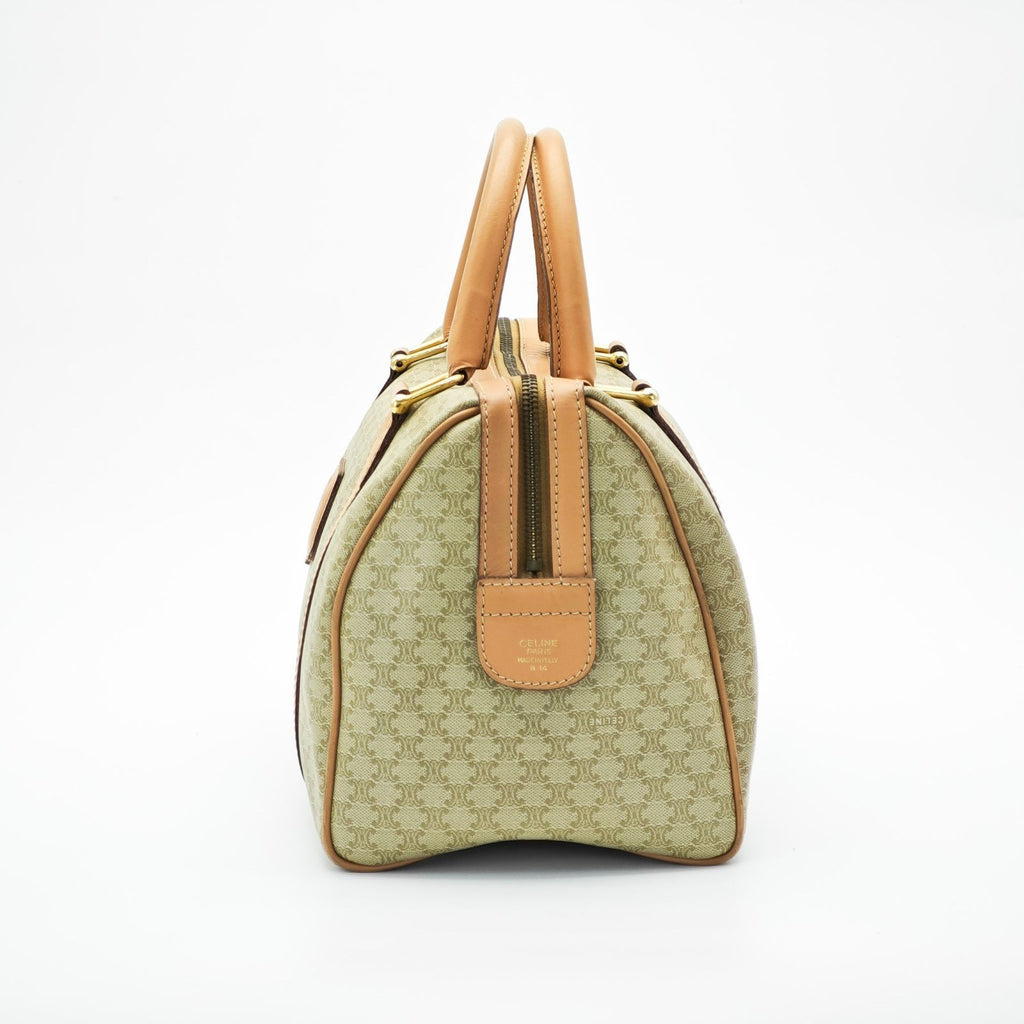 CELINE Macadam Mini Boston Bag Brown/Beige Women's