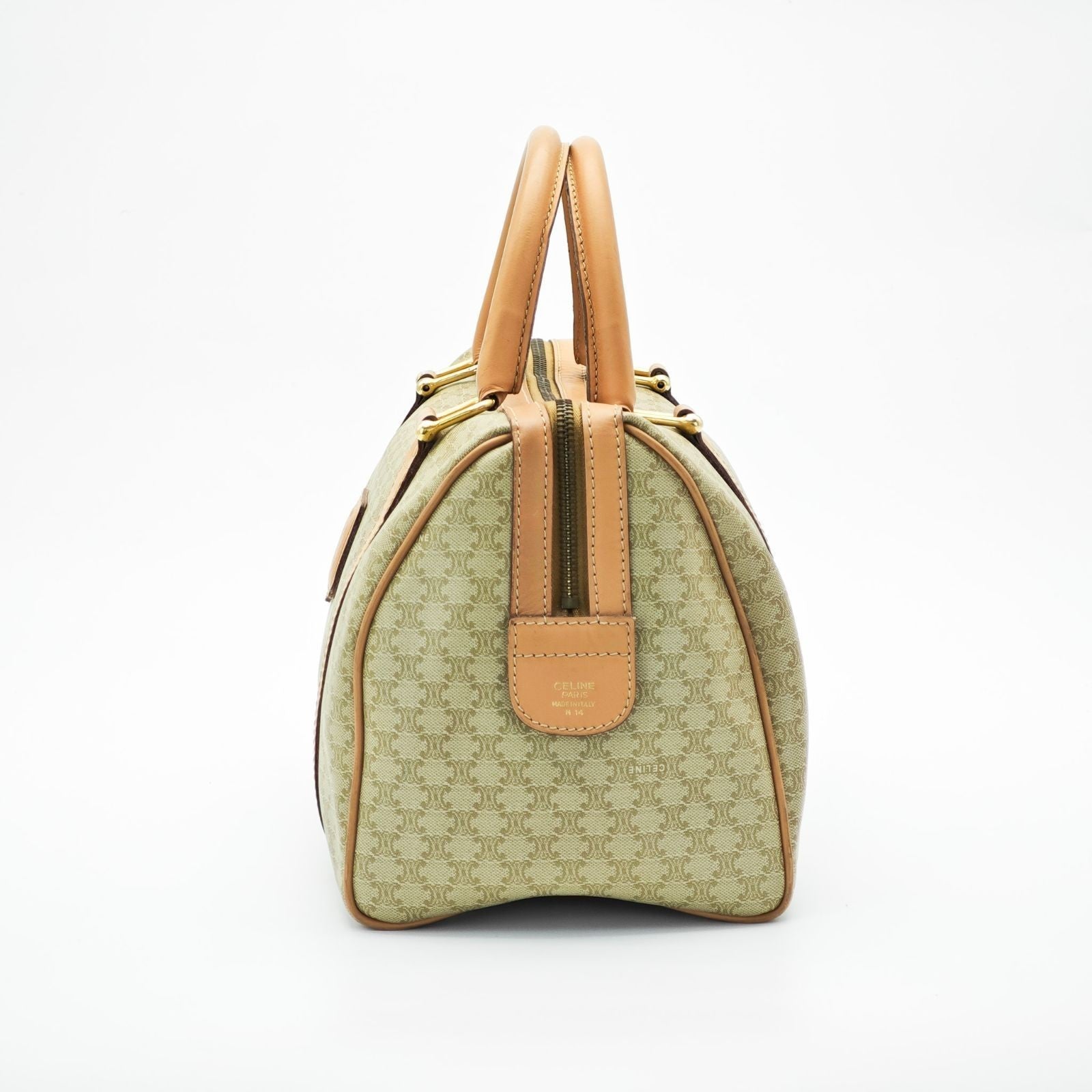 CELINE Macadam Mini Boston Bag Brown/Beige Women's